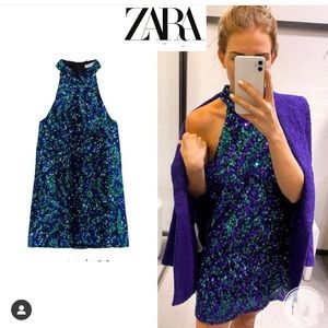 Zara halter sequin dress